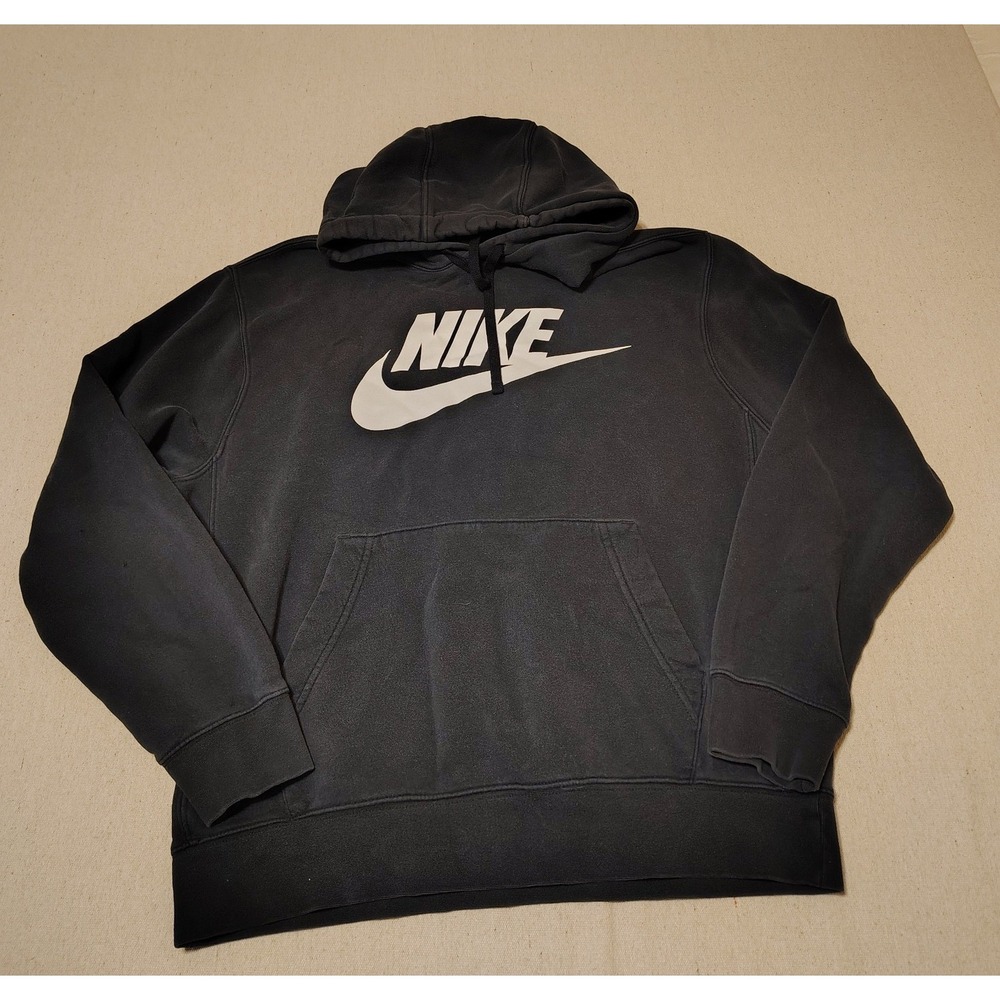 Nike Mens Sportswear Futura Logo Pullover Hoodie Black White Size Medium